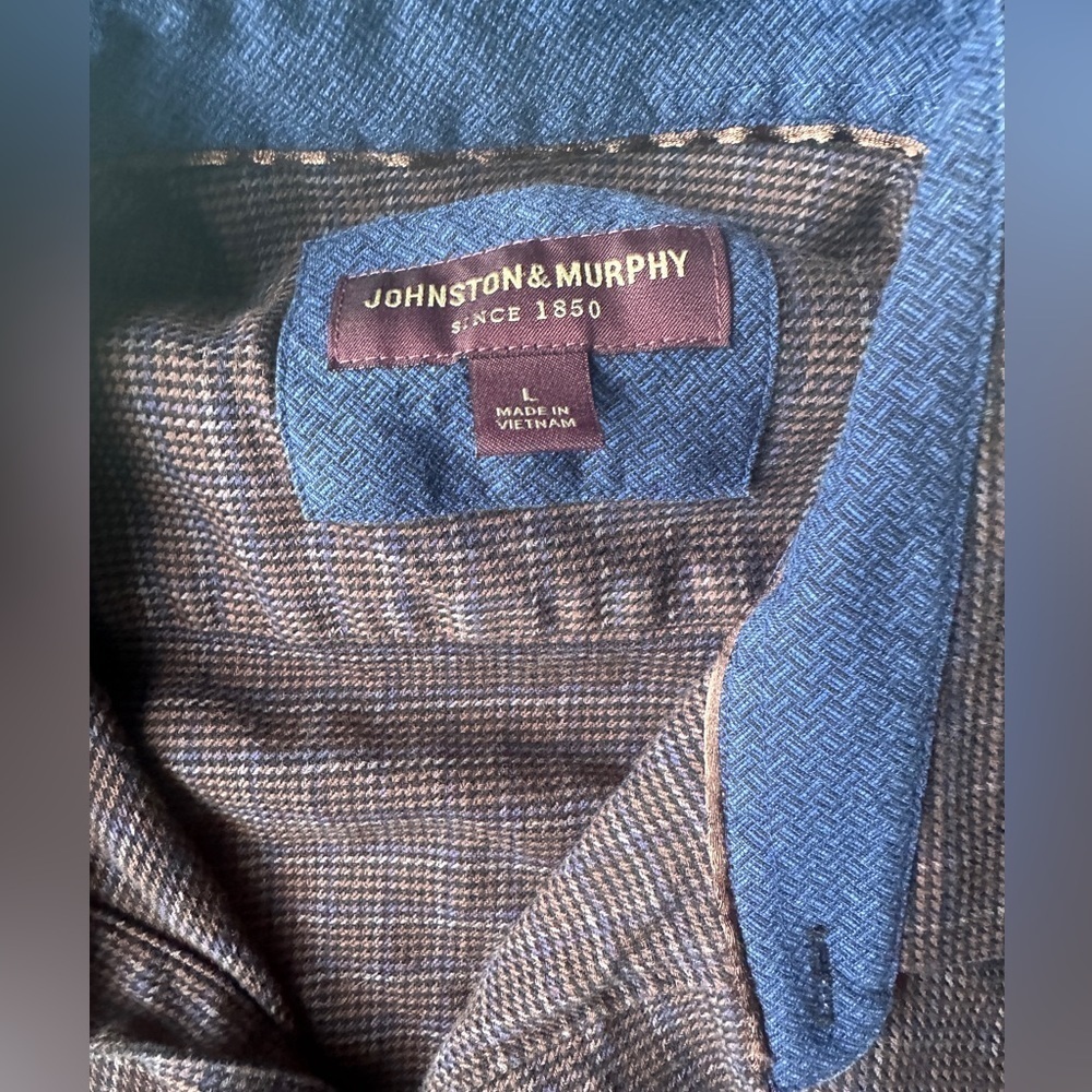 Johnston & Murphy Multicolor Plaid Soft 100% Cotton Button Up Shirt Men’s Large - Picture 2 of 6